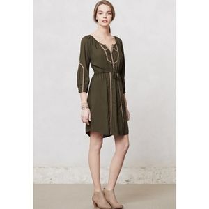 Edme and Esyllte Green Ribbon Peasant Dress